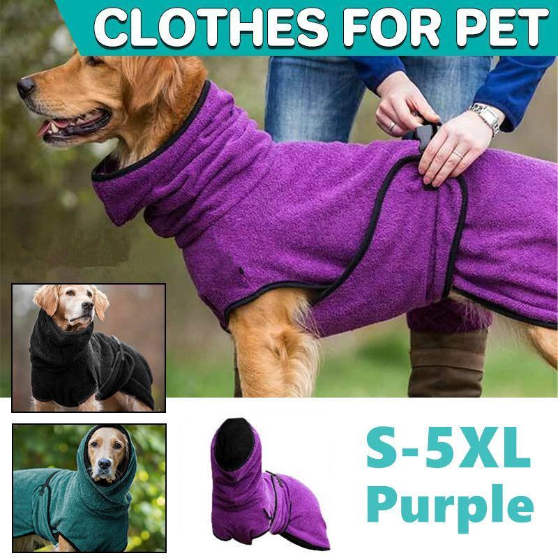 Dog Puppy HoodiesJacket Solid Coat Pet Winter Soft Warm Clothes S-5XL Purple - 3XL