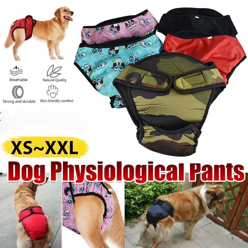 Washable Female Pet Dog Cat Nappy Diaper Physiological Pants Panties Underwear Red - XS
