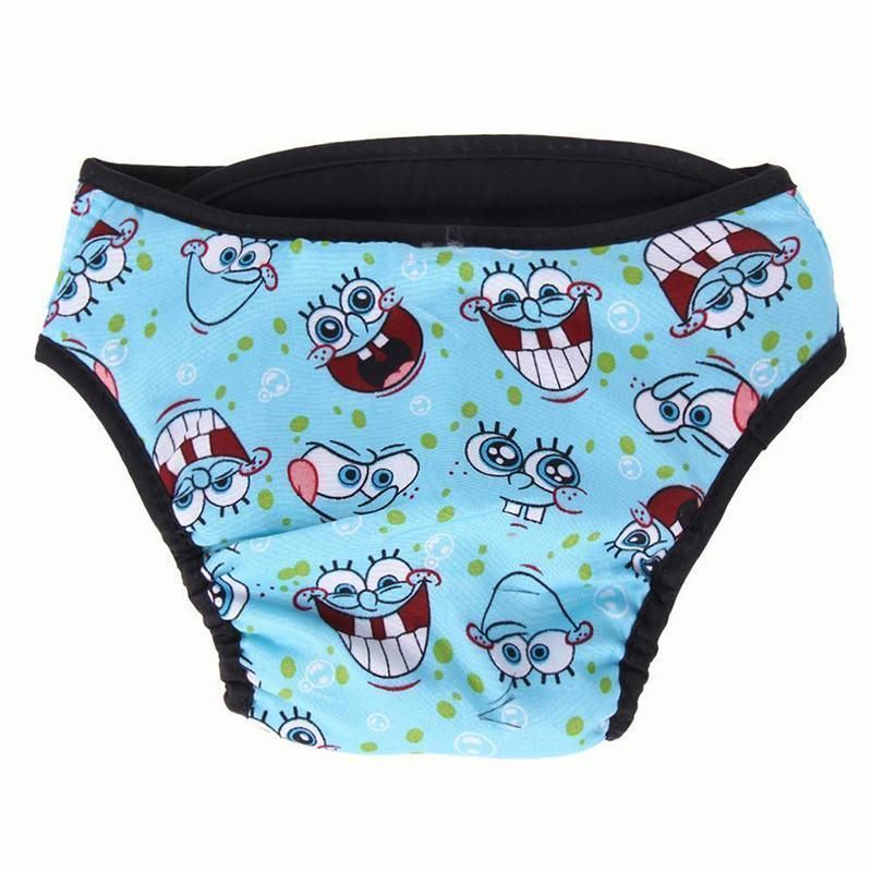 Washable Female Pet Dog Cat Nappy Diaper Physiological Pants Panties Underwear Blue - XXL