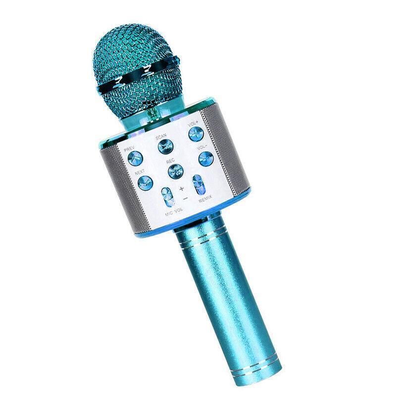 Karaoke Microphone Speaker Wireless Bluetooth Handheld Mic Usb Player Ktv Ws858 - Blue