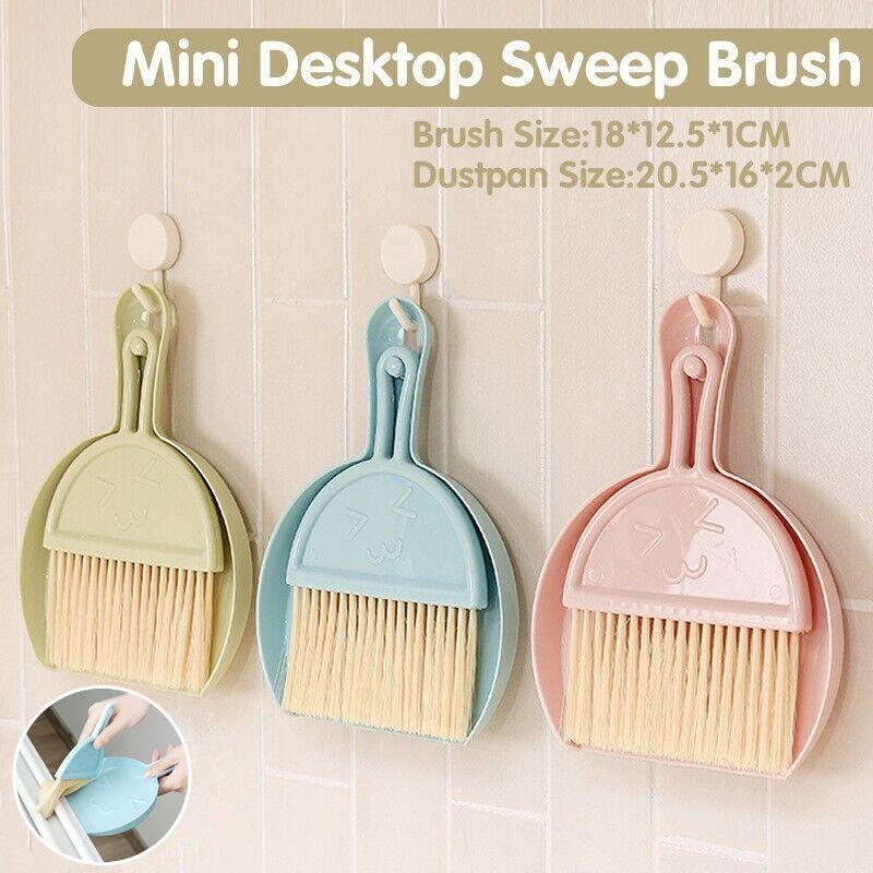 Mini Desktop Sweep Cleaning Brush Keyboard Brush Small Broom Dustpan Set - Blue