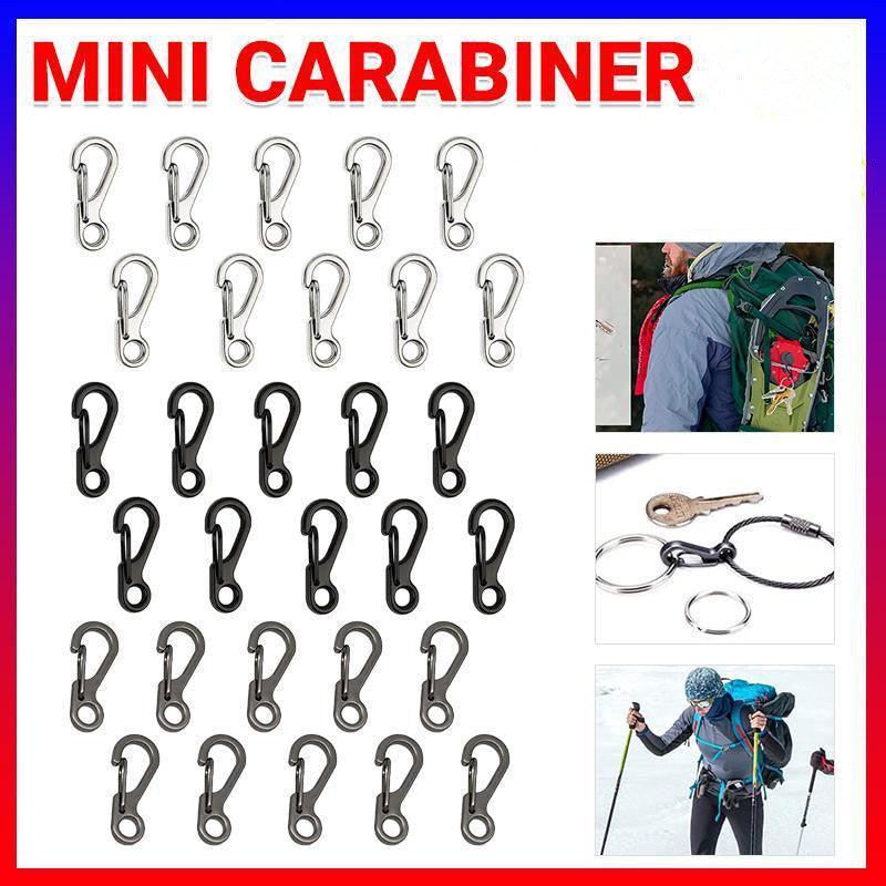 10X Mini Alloy Carabiner Keychain Durable Snap Spring Clip Hook - Black