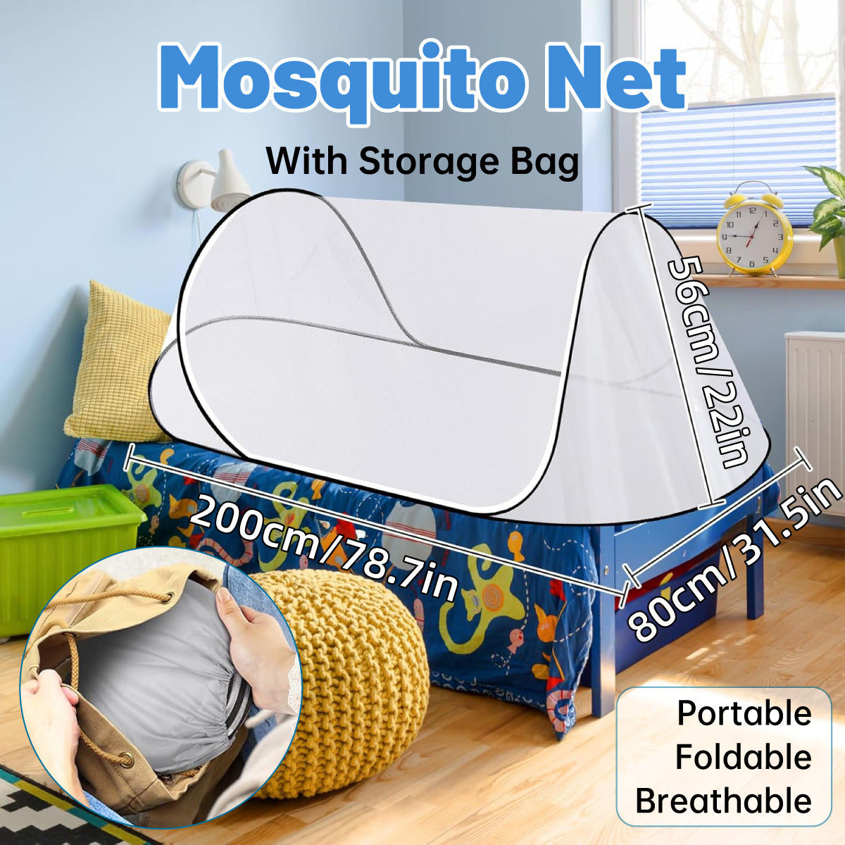 Portable Foldable Mosquito Net Pop-Up Travel Tent for Indoor Outdoor Use