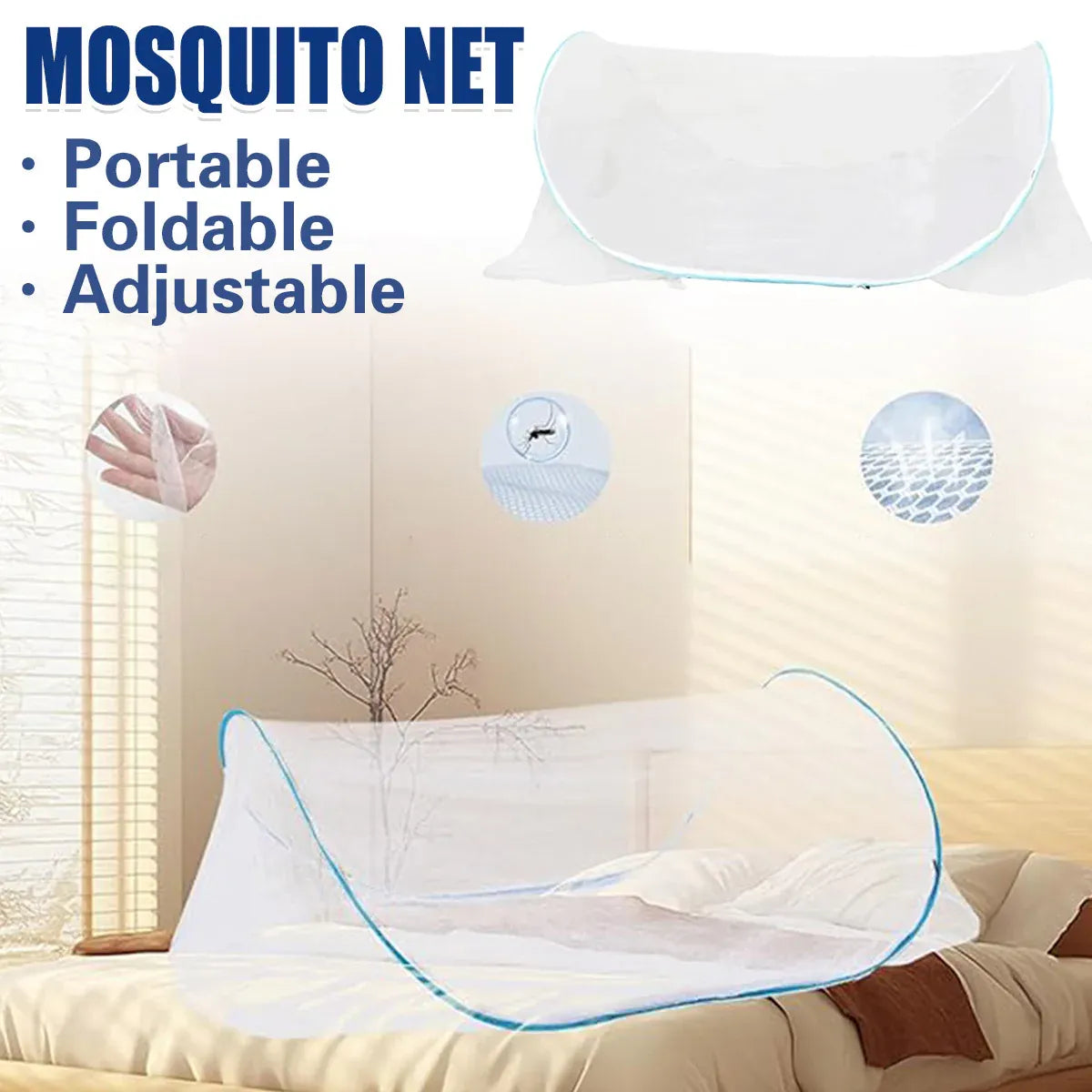 Pop Up Mosquito Net Foldable Portable Bed Travel Dormitory Adjustable Size