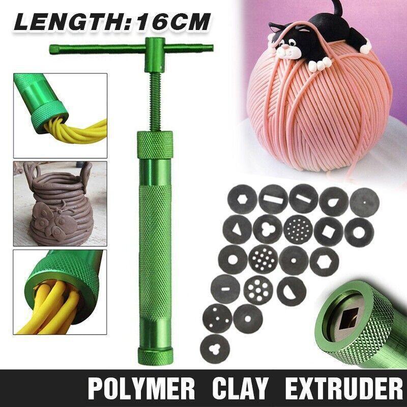 Polymer Clay Gun Extruder Sculpey Sculpting Tool with 20 Discs Cake Tool Craft