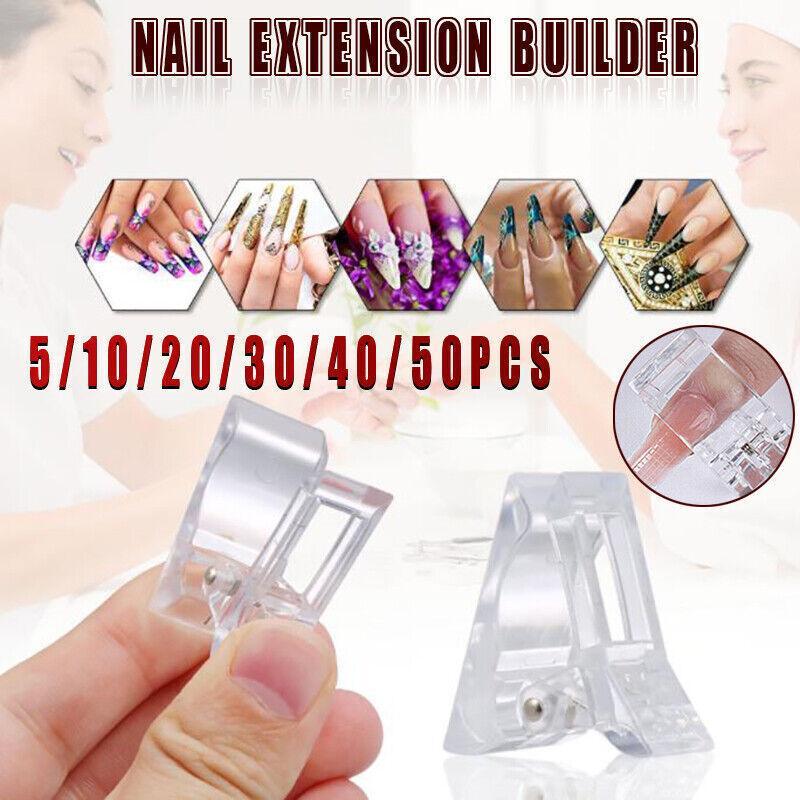 5-50Pcs Nail Tips Clip Clamps For Poly Gel Quick Building Extension Builder Tool - 5PCS