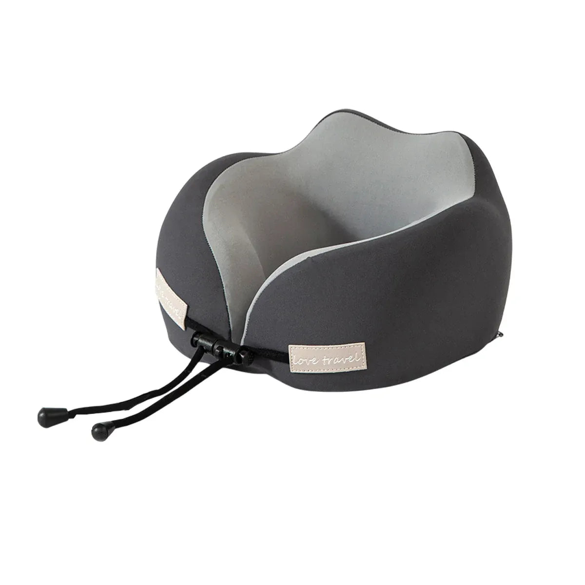 Travel Neck Pillow Memory Foam U Shape Grey Cushion for Airplane Train Support - Grey