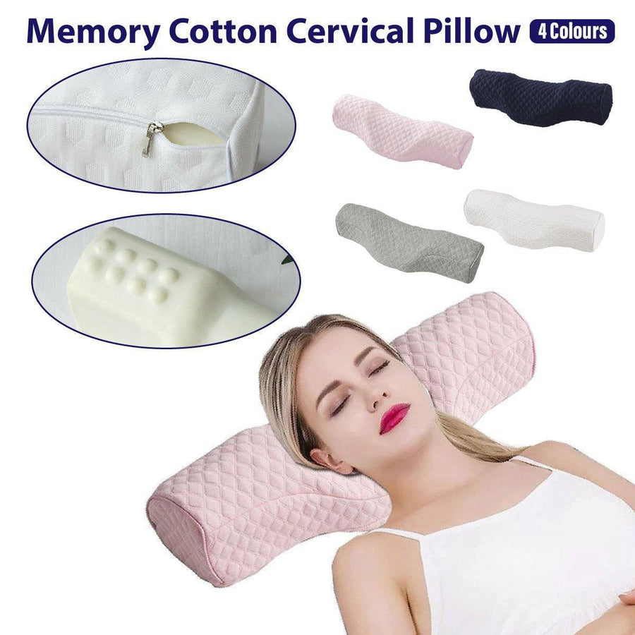 Orthopedic Memory Foam Cervical Neck Pillow for Sleep Support Slow Rebound - Pink