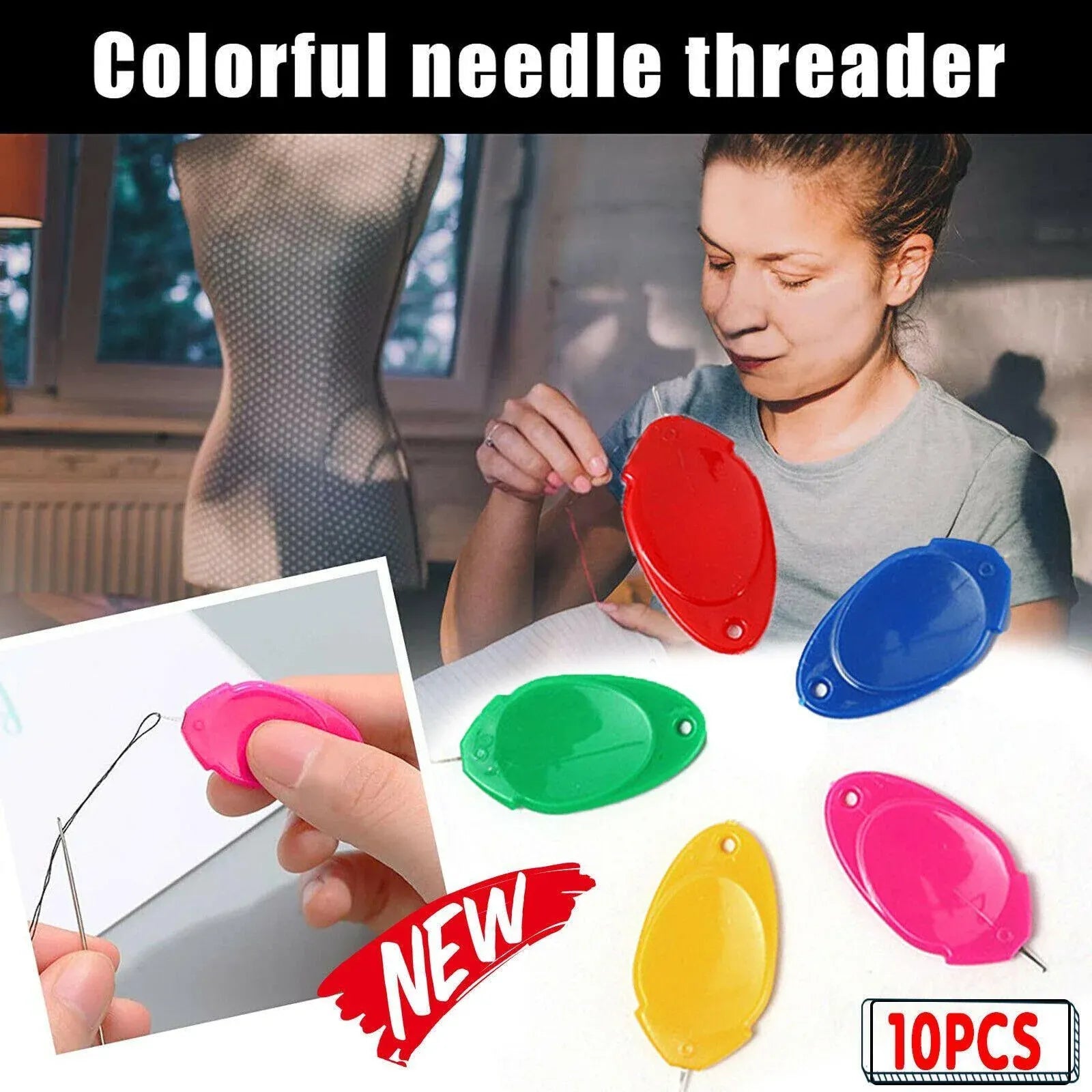 10PCS Colourful Needle Threaders for Hand Sewing Embroidery DIY Thread Insertion Tool