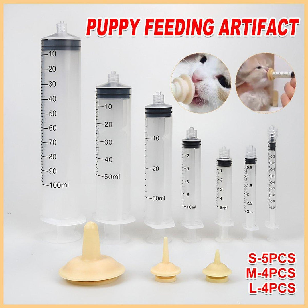 Kitten Puppy Pet Feeding Syringe Feeder Cat Dog Nursing Bottle with Pacifier - M-4PCS