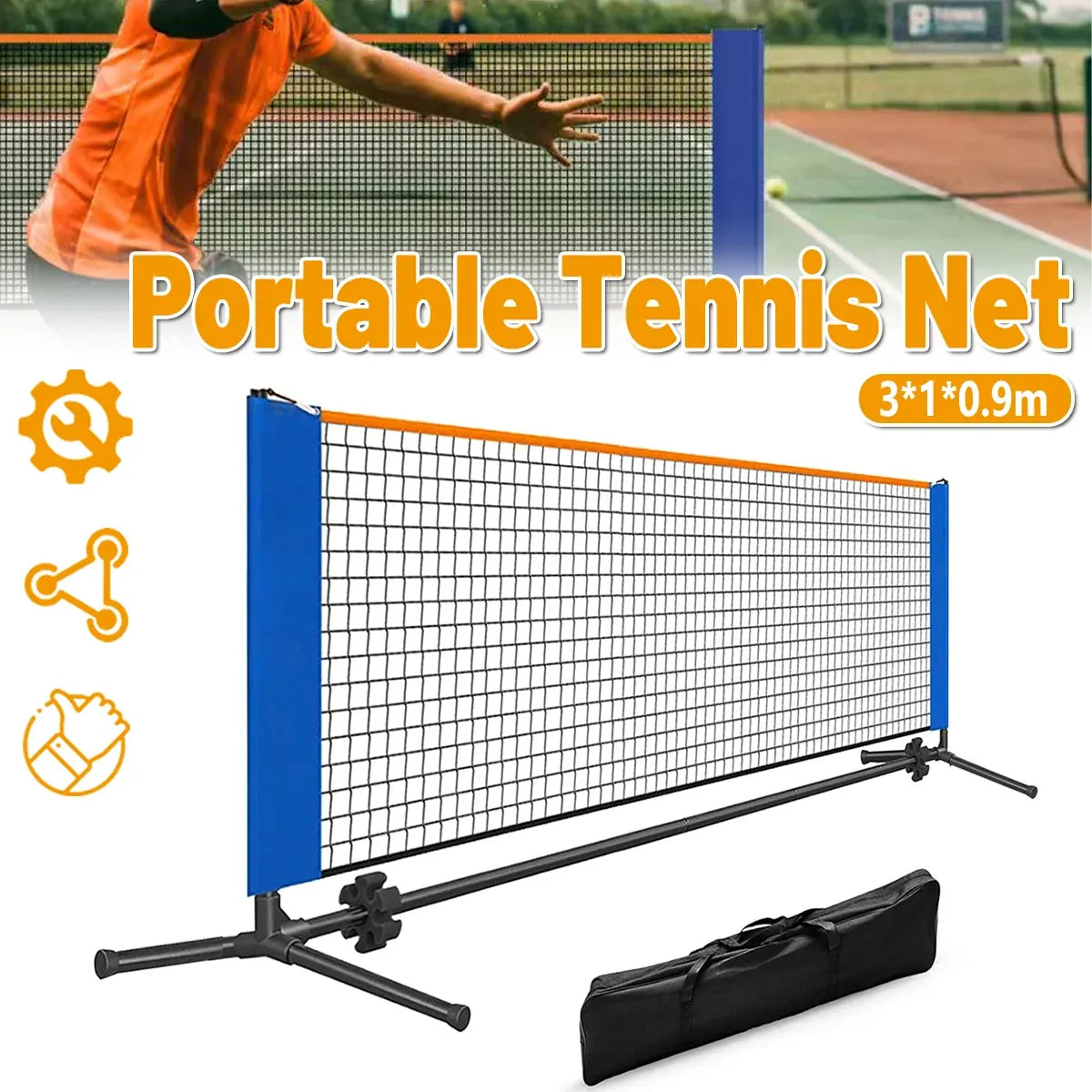 Tennis Badminton Volleyball Net 3M Portable Sports Training Net For Outdoor Court