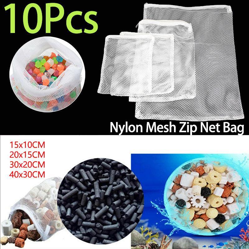 10Pcs Nylon Mesh Bags for Aquarium Pond Filter Media - 20CMx30CM