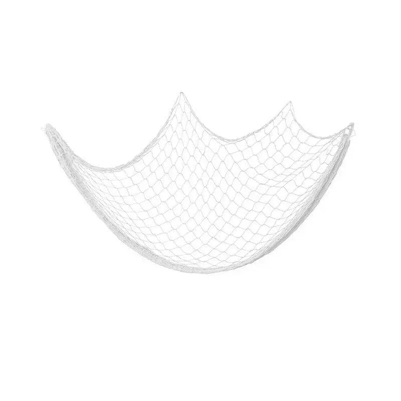 Fishing Net Decor DIY Beige/Blue Nautical Decorative Beach Mediterranean Party - White