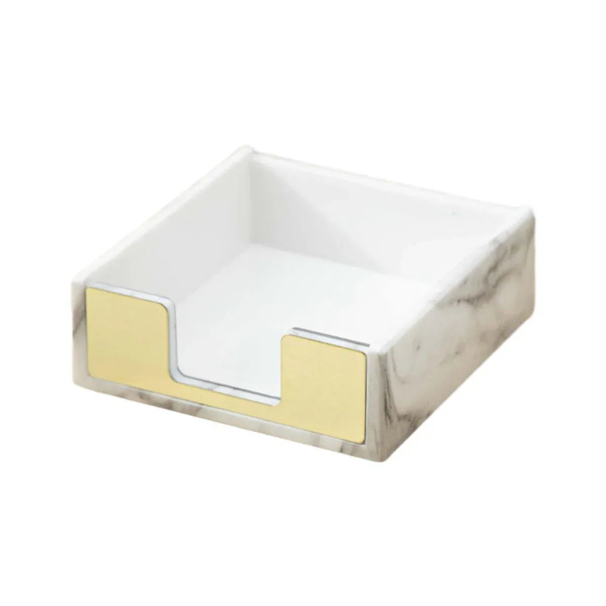 Large Desktop Sticky Note Box Organiser Office Supplies Storage Holder Drawer - Marble-Gold