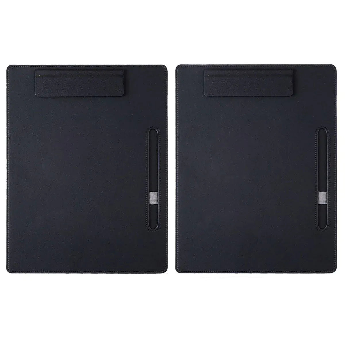2pcs Leather Clipboard Conference File Holder Hotel Menu Pad Durable Board Clip - Black
