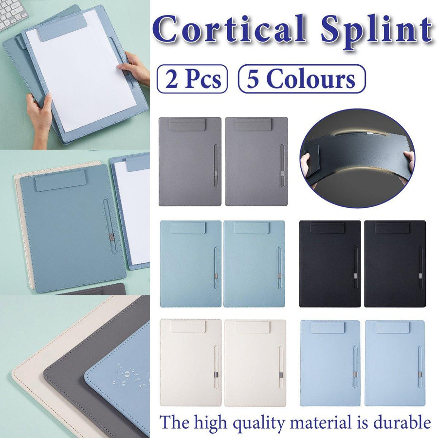 2pcs Leather Clipboard Conference File Holder Hotel Menu Pad Durable Board Clip - Black