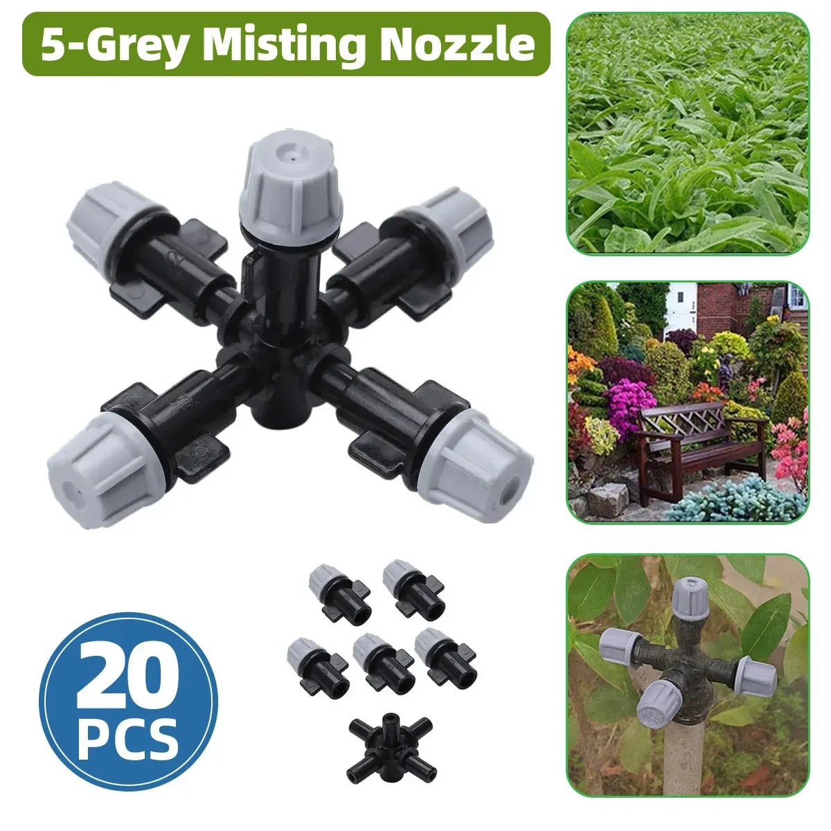 20PCS Anti-Drip Misting Nozzle Water Spray Drip Hanging Atomizing Nozzle Fog Cross