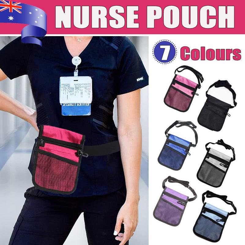 Nurse Pouch Waist Bag Medical Tool Organizer Pocket Belt with Keyring - Light Blue