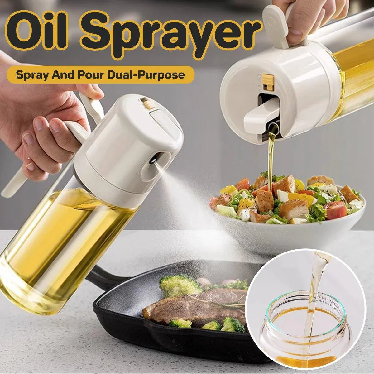 2 in1 Olive Oil Sprayer Dispenser Cooking Baking BBQ Spray Bottle Kitchen Tool