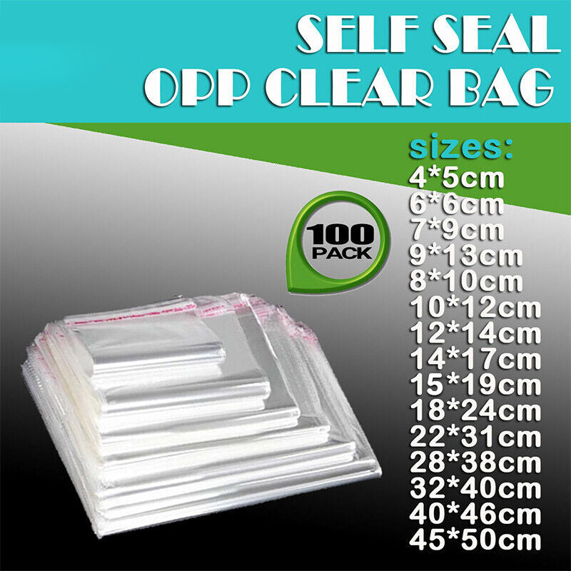 100Pcs Self-Adhesive Clear Opp Cellophane Bags with Air Hole - 9*13+3cm