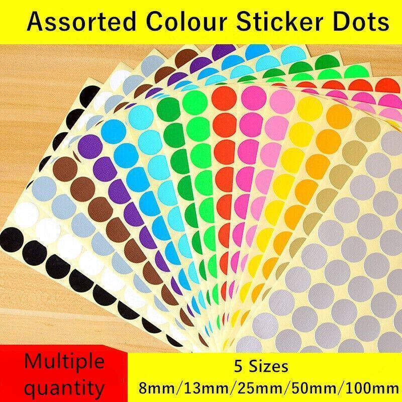 Orange Assorted Sizes Colour Sticker Dots Adhesive Round Labels Circular Spot Scrapbook - 13mm*132 Dots