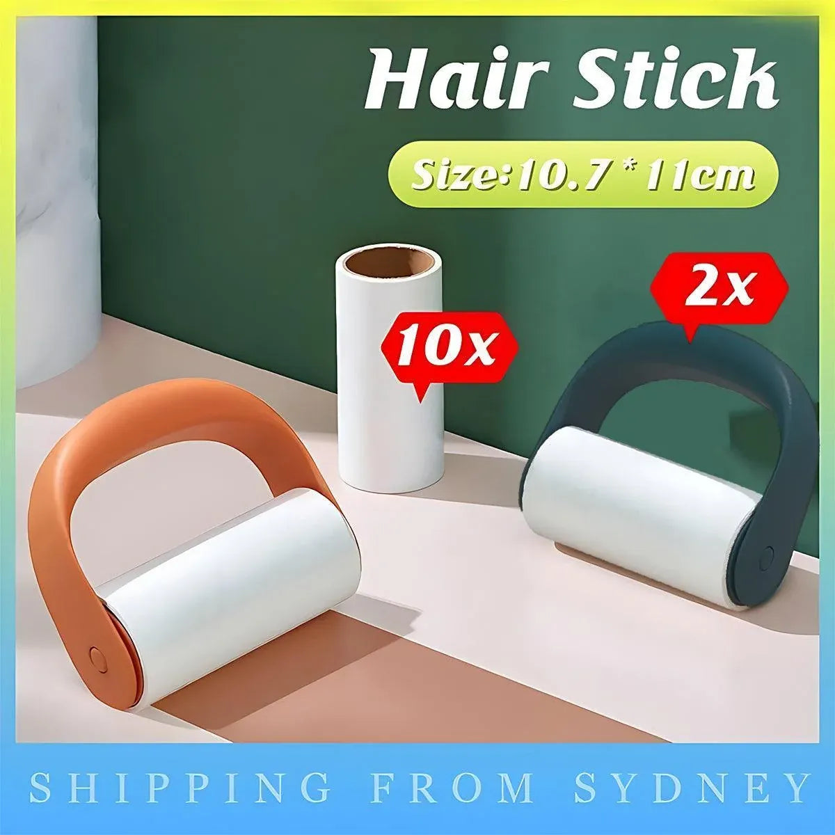 Reusable Washable Lint Roller Sticky Lint Roller Dust Clothes Hair Remover Clean - Orange+Blue+10X Refills Rolls
