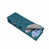 5 Compartments Clothes Shoes Under Bed Storage Organizer Box Bag Large Capacity - Blue