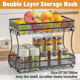 2 Tier Countertop Storage Basket Rack Kitchen Vegetable Fruit Snack Organizer