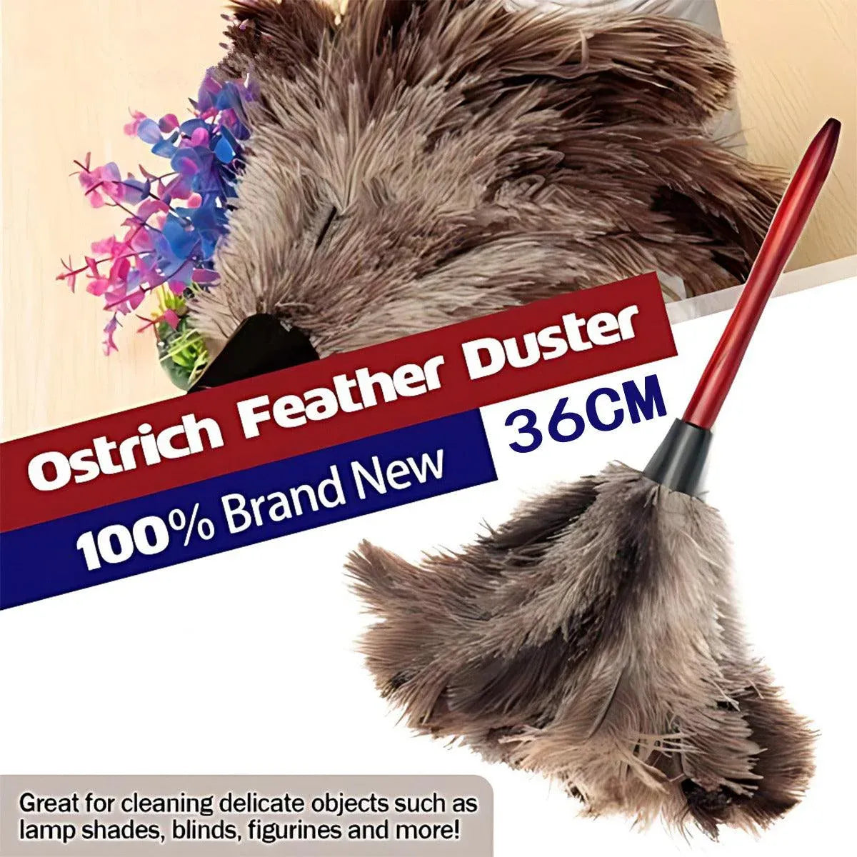 Anti Static Genuine Ostrich Feather Duster Wooden Handle Brush Clean