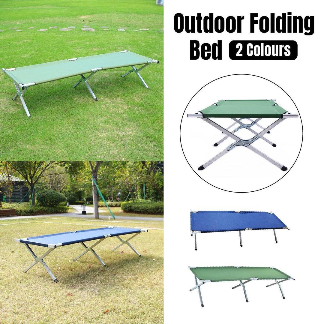 Portable Lightweight Folding Aluminum Camping Bed Ultra Light Outdoor Camp Bed - Green