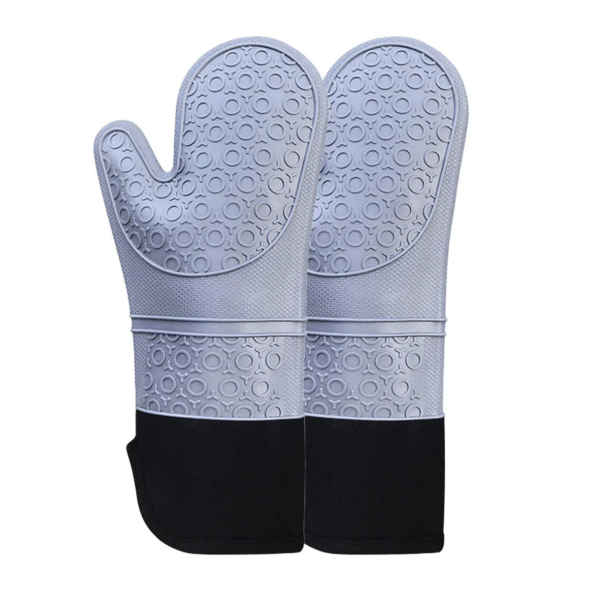 Kitchen Heat Resistant Gloves Pair Cooking Oven Mitts Baking BBQ Insulated Glove - Grey