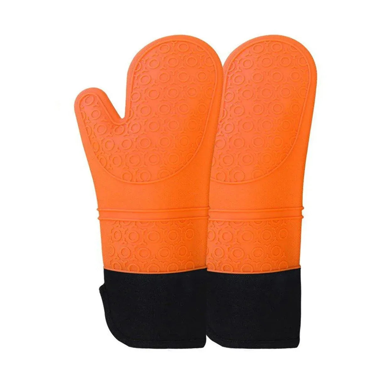 2pcs Insulated Oven Mitts Heat Resistant Gloves for Kitchen Household Use - Orange