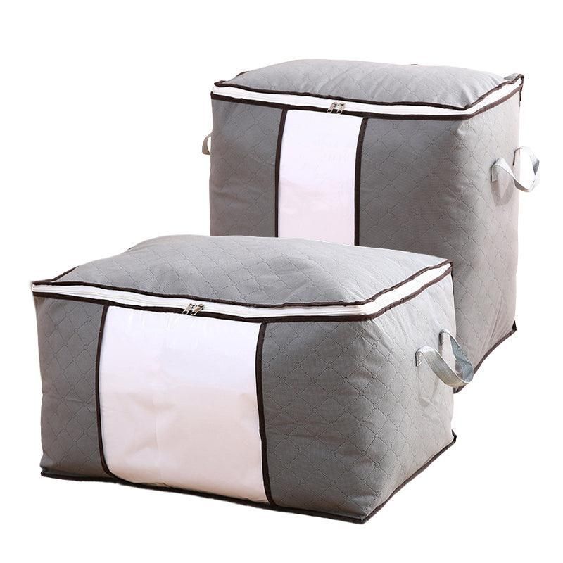 1/4X Bamboo Charcoal Clothes & Quilt Storage Bag with Zipper Box - 2xVertical + 2xHorizontal