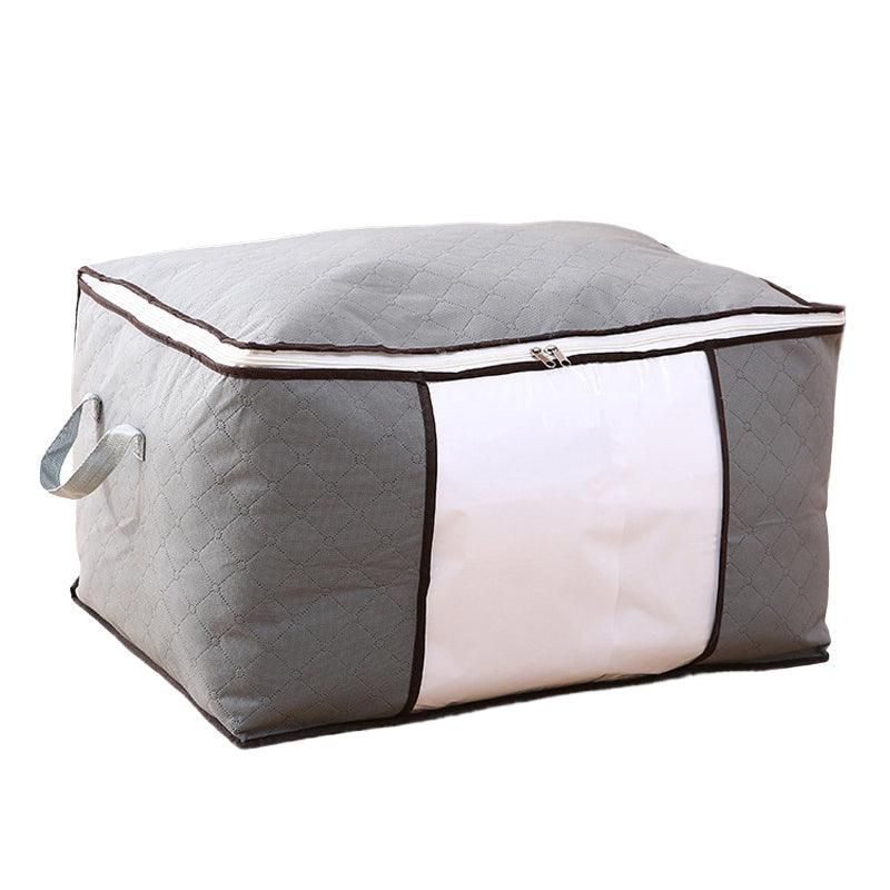 1/4X Bamboo Charcoal Clothes & Quilt Storage Bag with Zipper Box - 4 x Horizontal