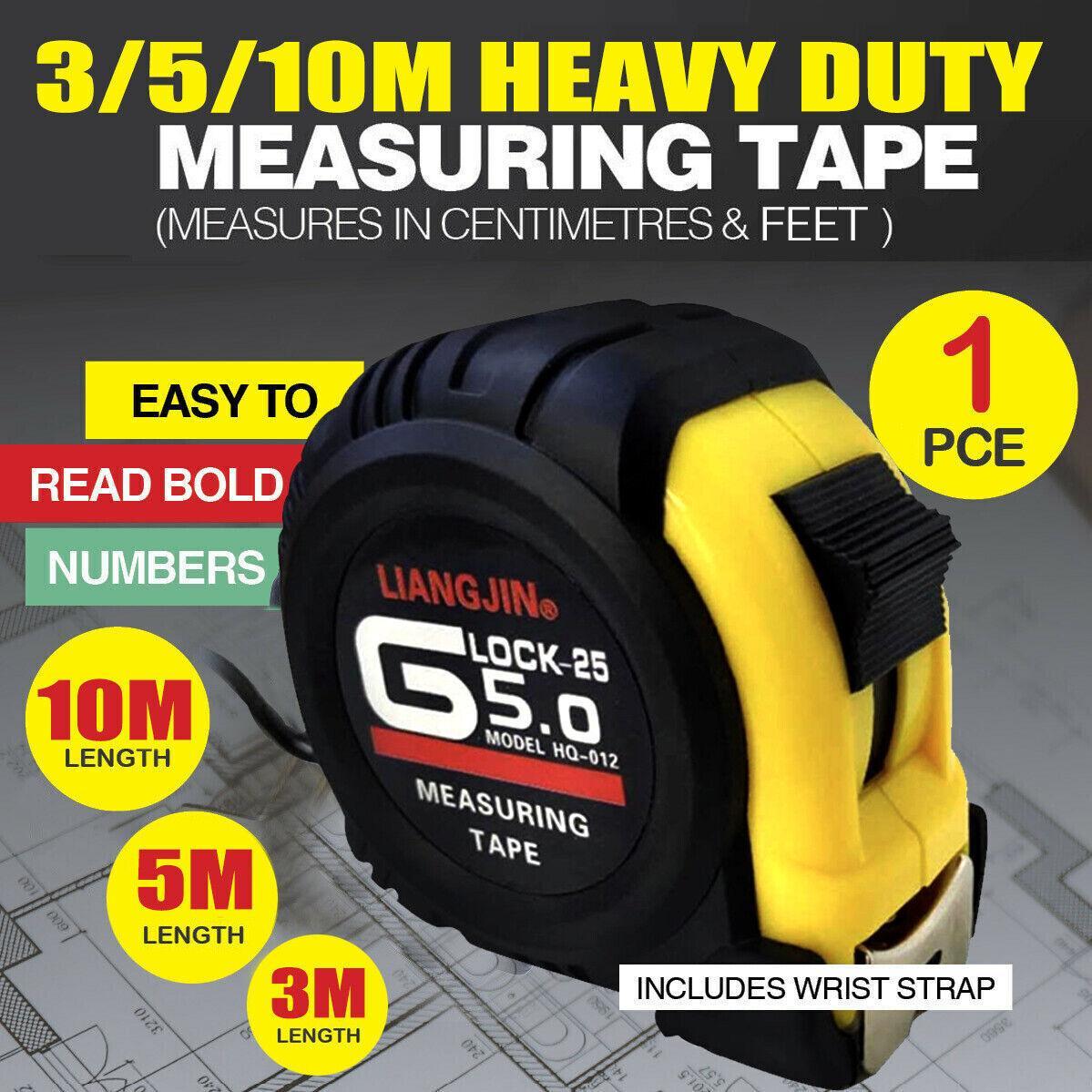 Steel Measuring Tape with Lock Rubber Grip Metric and Inch Ruler 3M 5M 10M - 3M
