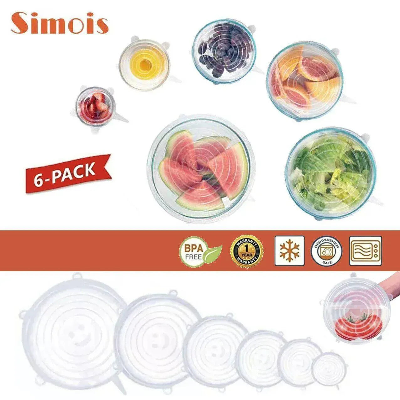 6X Stretch Reusable Silicone Bowl Wraps Food Saver Cover Seal Lids Nsta Lids Au