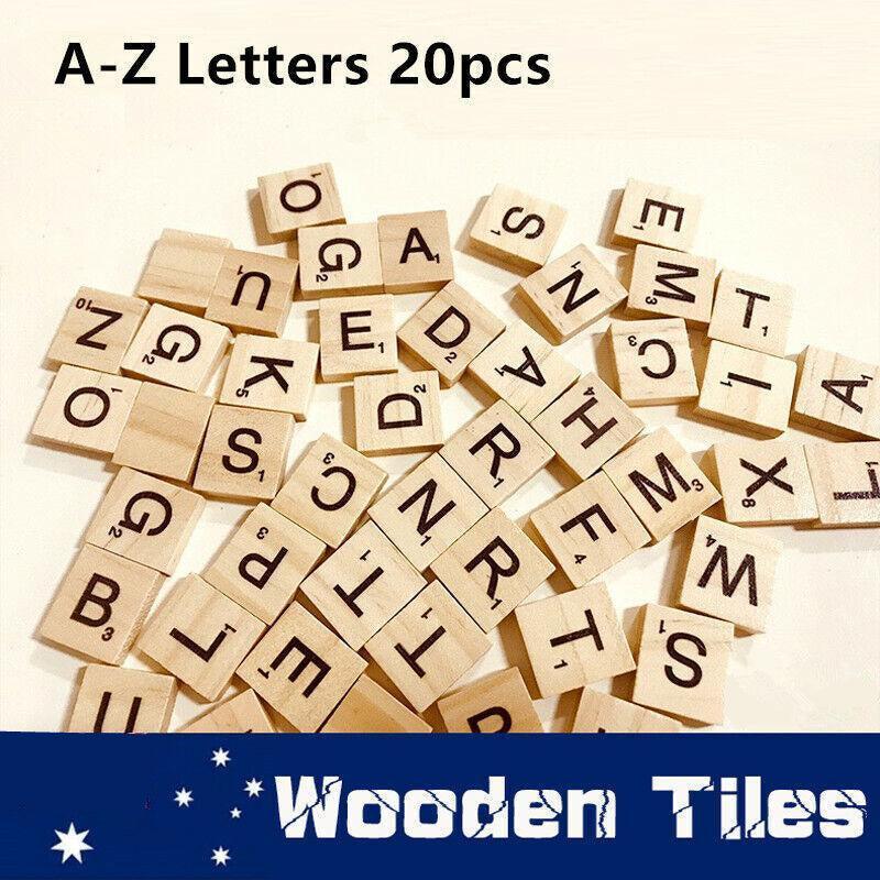 20X Wooden Alphabet Scrabble Tiles A-Z Letters and Numbers DIY Craft Game Pieces - Letter B 20pcs