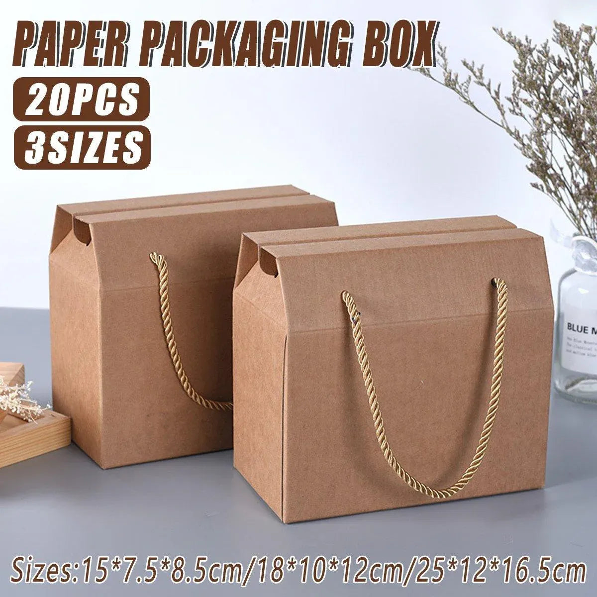 20Pcs Kraft Paper Cookie Boxes Bakery Packaging Brown Biscuit Gift Treat Boxes - L