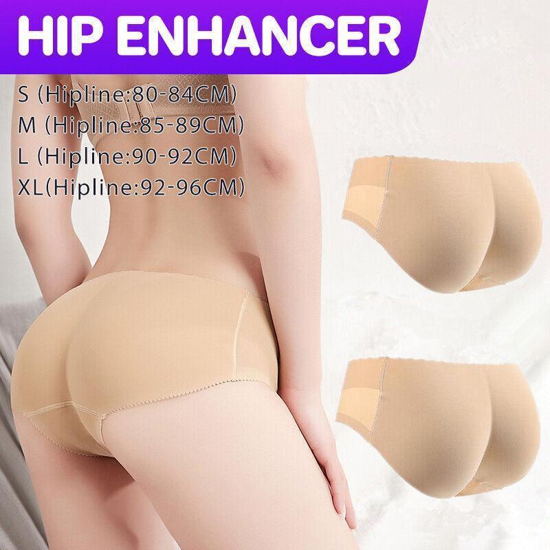Beige Seamless Padded Butt Lifter Briefs Hip Enhancer Underwear for Women - XL ( Hipline:92-96cm )