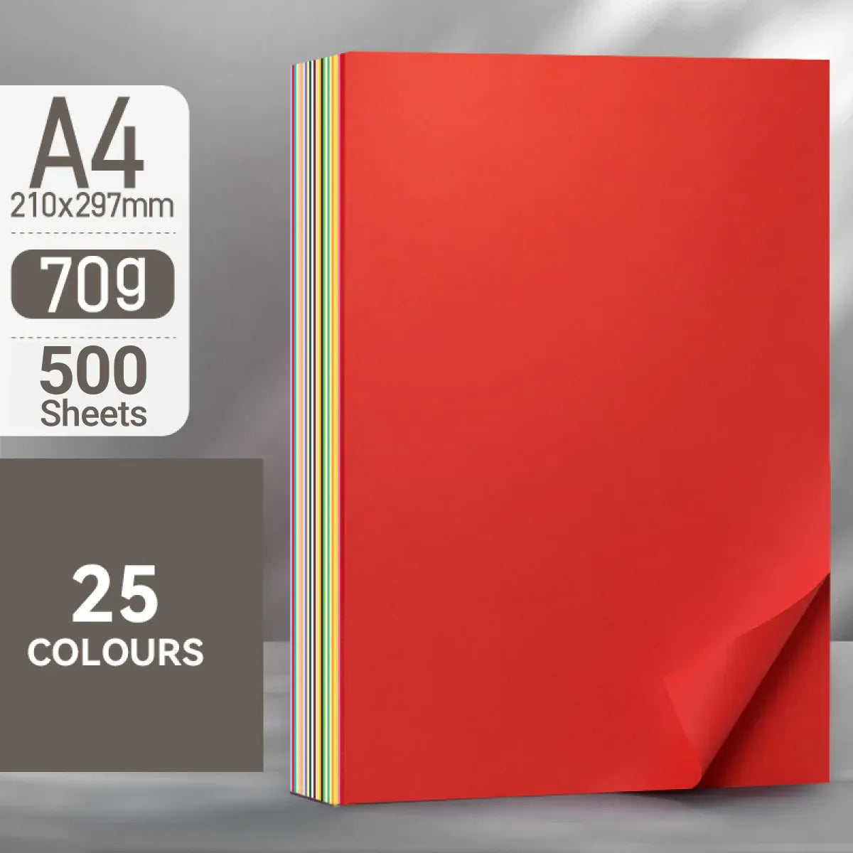A4 Coloured Paper 70/80GSM Multi Colours for Craft Scrapbook School Project - 25-Colour