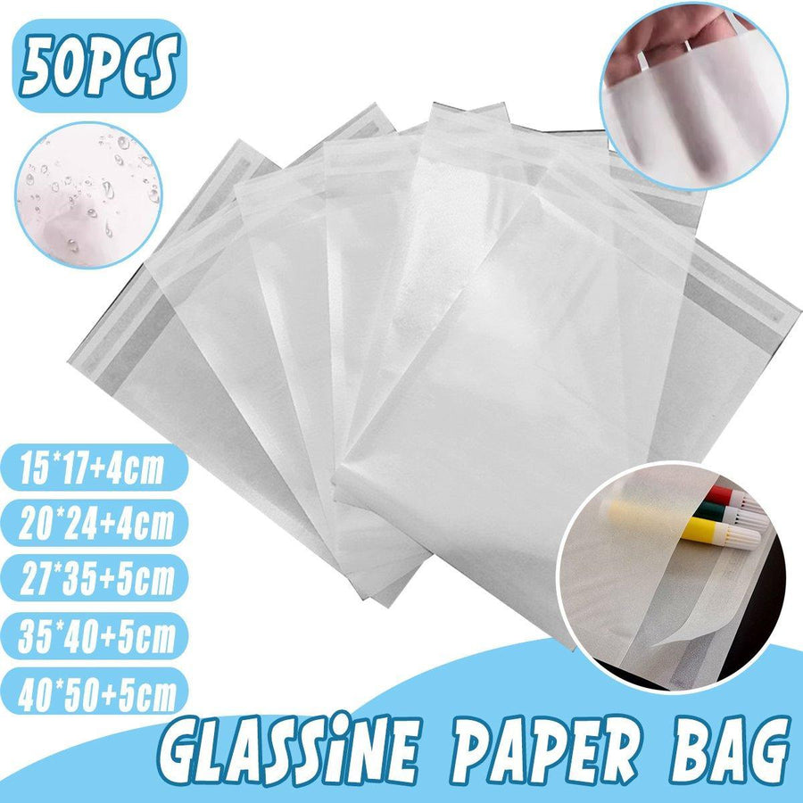 50PCS Eco-Friendly Biodegradable Translucent PaperBags Greaseproof Glassine Bags - 40*50+5cm