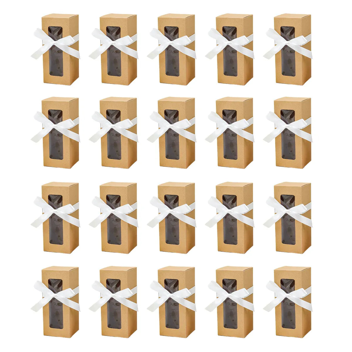 20PCS Cup Gift Boxes Sturdy with Clear Window Aesthetic for Coffee Cup Packaging - Kraft