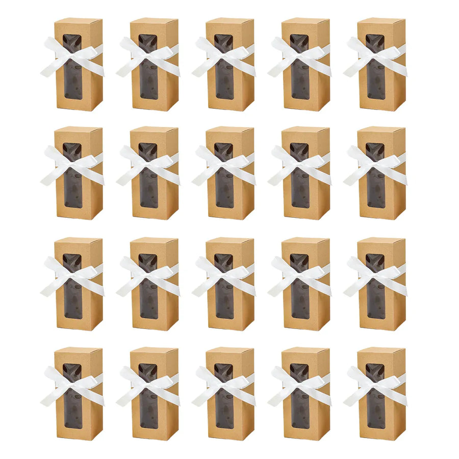 20PCS Cup Gift Boxes Sturdy with Clear Window Aesthetic for Coffee Cup Packaging - Kraft