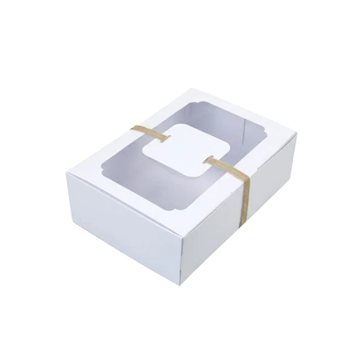 24PCS Kraft Candy Box with Clear Window Easy to Assemble Durable Gift Boxes - White