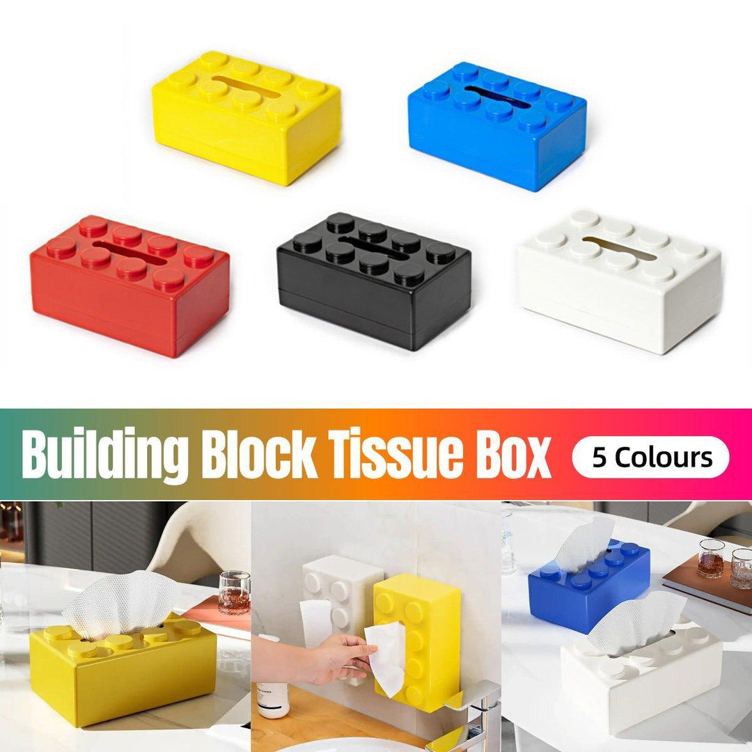Tissue Box Cover Creative Building Block Cute Napkin Dispenser Holder Home Decor - Yellow