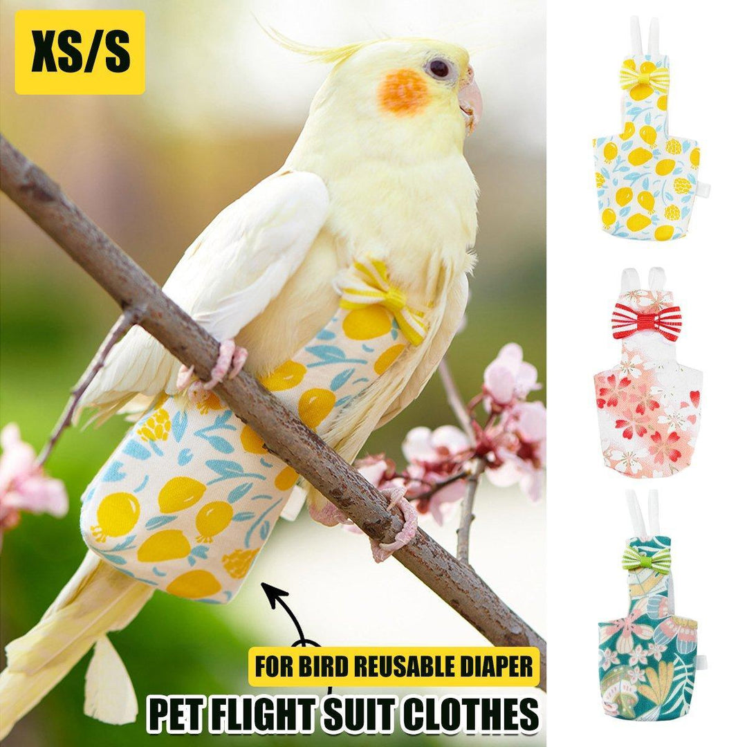 Adjustable Parrot Diaper Bird Flight Suit Tiger Skin Peony Special Supplies - Yellow-XS