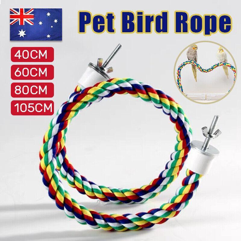 Parrot Rope Perch Colourful Bird Cage Toy Cotton Bungee Swing for Pet Birds - 105CM