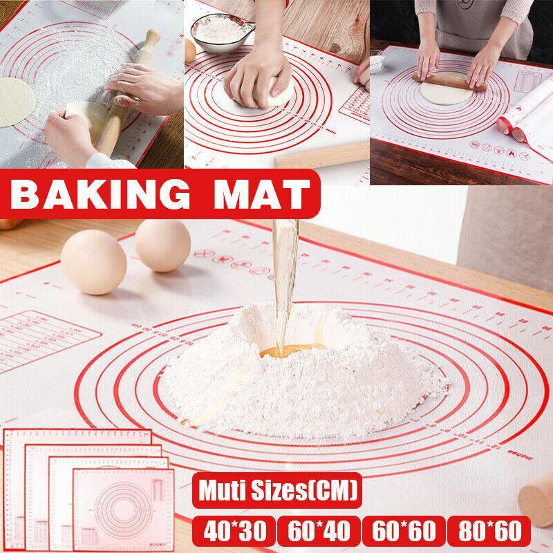 Non-Stick Silicone Baking Mat Rolling Cake Dough Scale Pastry Clay Fondant Sheet - Red 80*60cm