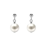 Simple Fashion Pearl Earrings Elegant High Grade Jewelry for Women Ladies - Silver