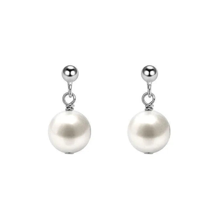 Simple Fashion Pearl Earrings Elegant High Grade Jewelry for Women Ladies - Silver
